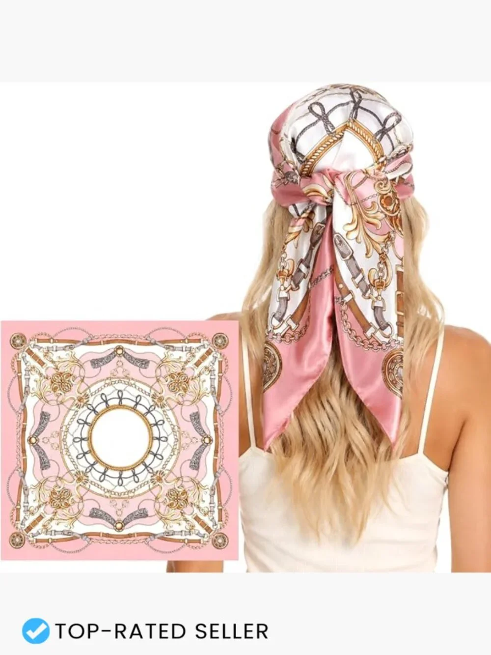 Large Silk Satin Square Bandana Scarf for Women Hair Wrap Neck Scarf with Hair